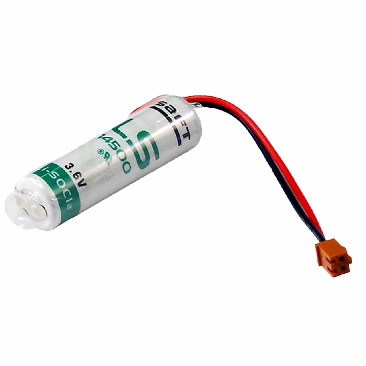 Saft LS14500-PR Li-SOCI2 2600Mah With 3 Inch Flyleads and alternative brown plug